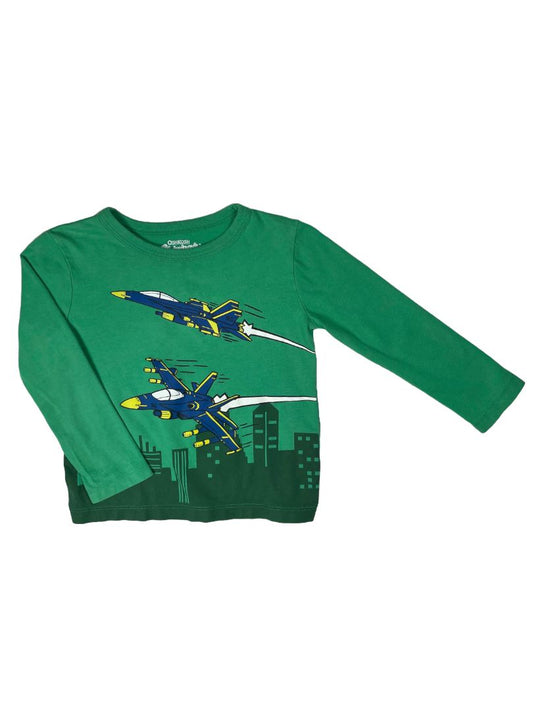 24 mo, OshKosh B'Gosh, Green, Jets graphic long-sleeve t-shirt