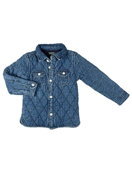 24 mo, OshKosh B'Gosh, Blue, Quilted chambray button-up jacket/shacket