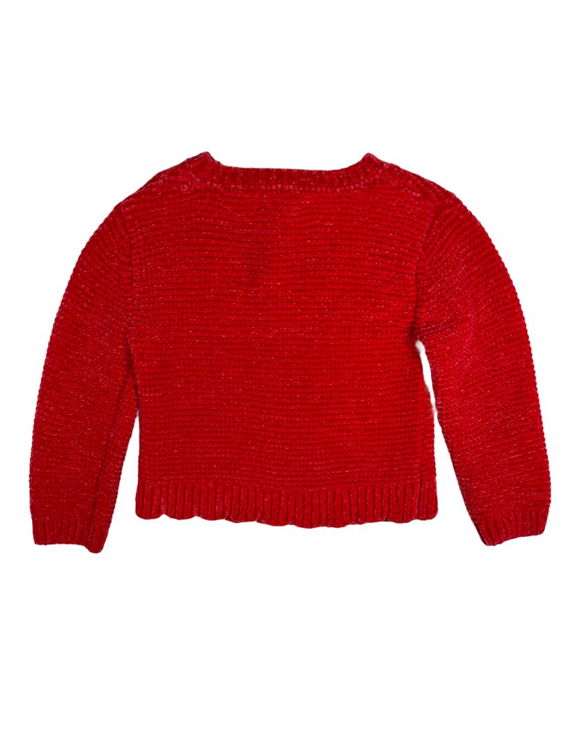 3/3T, Tommy Bahama, Red, Cable knit chenille sweater, scallop hem
