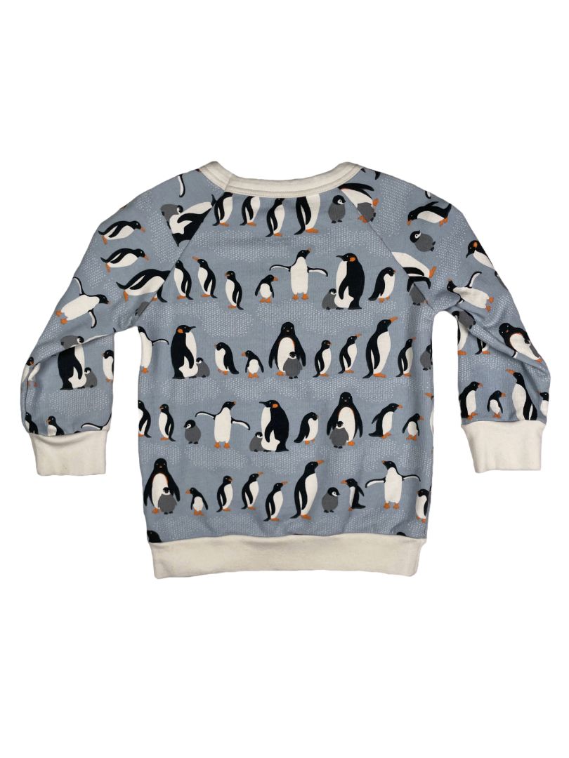 3/3T, Winter Water Factory, Blue, Penguin print French Terry sweatshirt, organic cotton