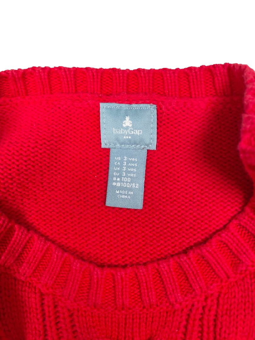 3/3T, babyGap, Red, Cable knit long-sleeve sweater dress