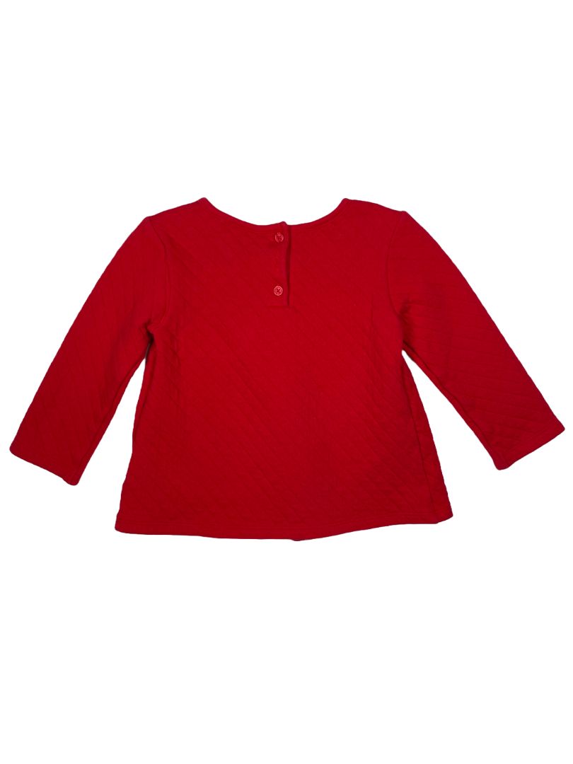 3/3T, Kids Headquarters, Red, Long-sleeve quilted shirt, embroidered flowers at yoke