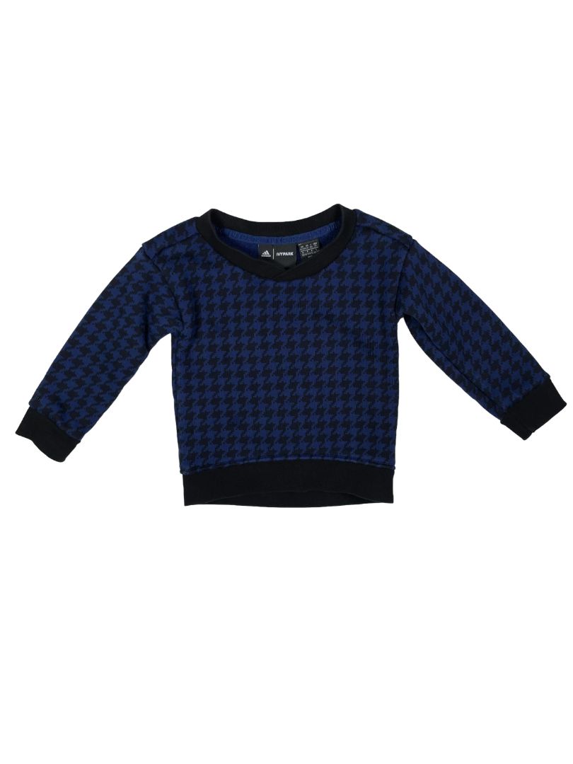 2/2T, Adidas x Ivy Park [Beyoncé], Black, Blue houndstooth pullover sweatshirt