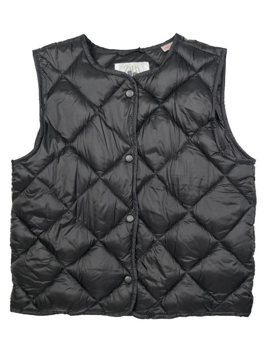 4-5, Zara, Black, Quilted puffer vest, snap-up