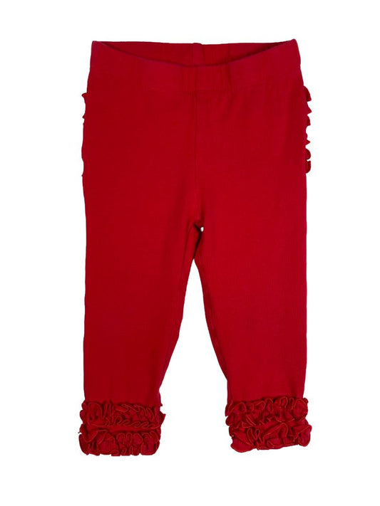 12-24 mo, Ruffle Butts, Red, Pull-on leggings, ruffles on cuffs and butt