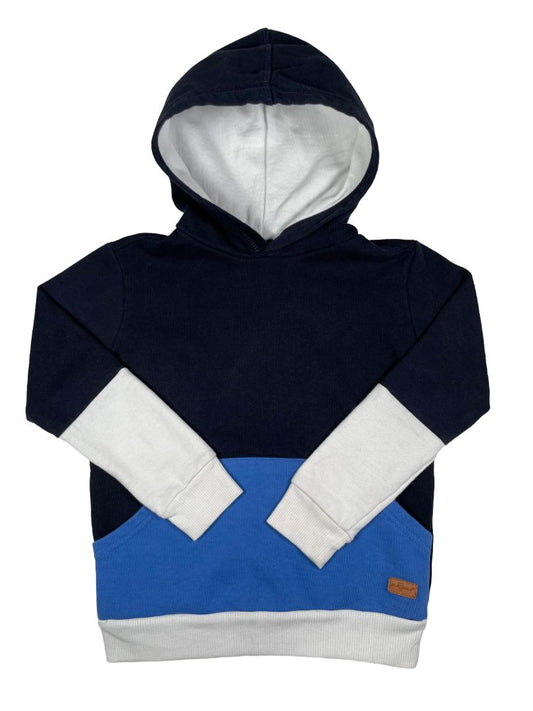 5/5T, 7 for All Mankind, Blue, Two-tone pullover hoodie, white hem/cuffs