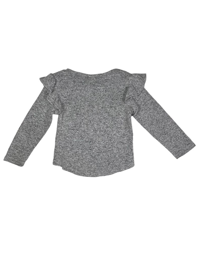 2/2T, babyGap, Grey, Heather long-sleeve shirt with ruffles at shoulders