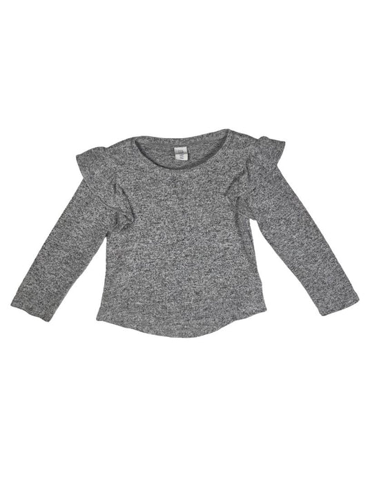 2/2T, babyGap, Grey, Heather long-sleeve shirt with ruffles at shoulders