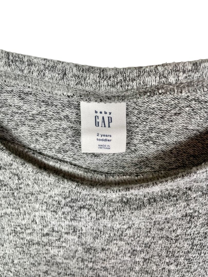 2/2T, babyGap, Grey, Heather long-sleeve shirt with ruffles at shoulders