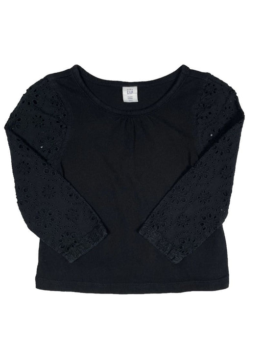 2/2T, babyGap, Black, Shirt with eyelet long-sleeves