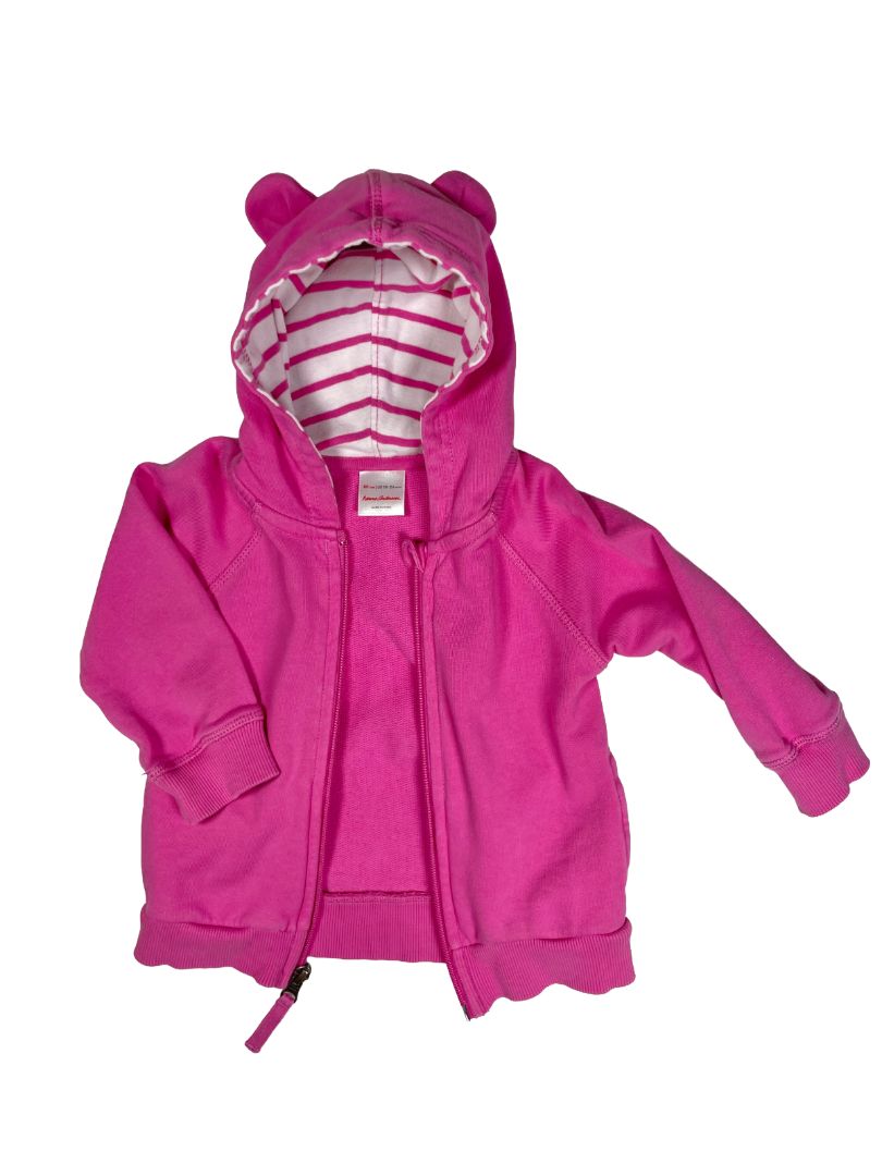 18-24 mo, Hanna Andersson, Pink, Zip-up hoodie with ears + striped leggings SET