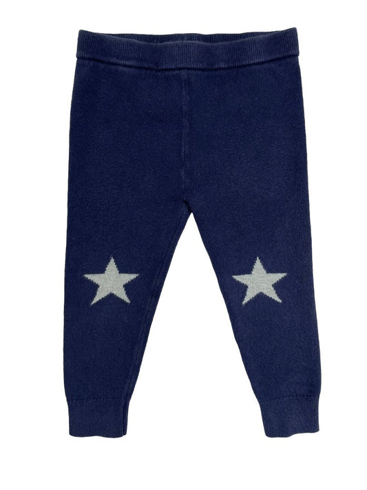 18-24 mo, babyGap, Blue, Knit pull-on leggings with sparkly silver stars on knees