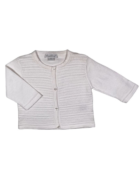 0-3 mo, Kissy Kissy, White, NEW w/ tags - Knit button-up heritage cardigan