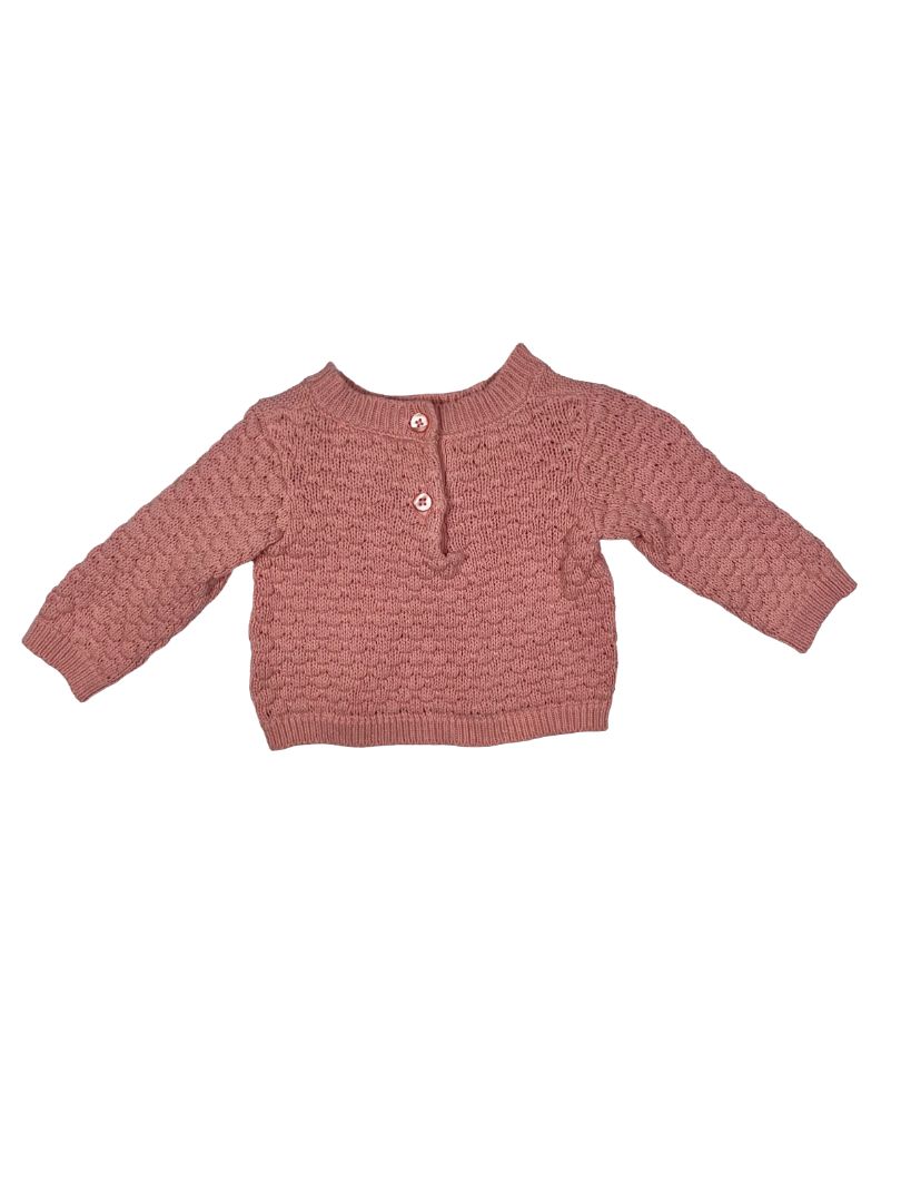 3-6 mo, Nicole Miller, Pink, Knit sweater, embroidered flowers at chest