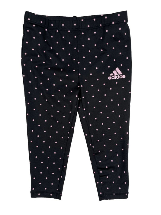 12 mo, Adidas, Black, Pink polka dot leggings