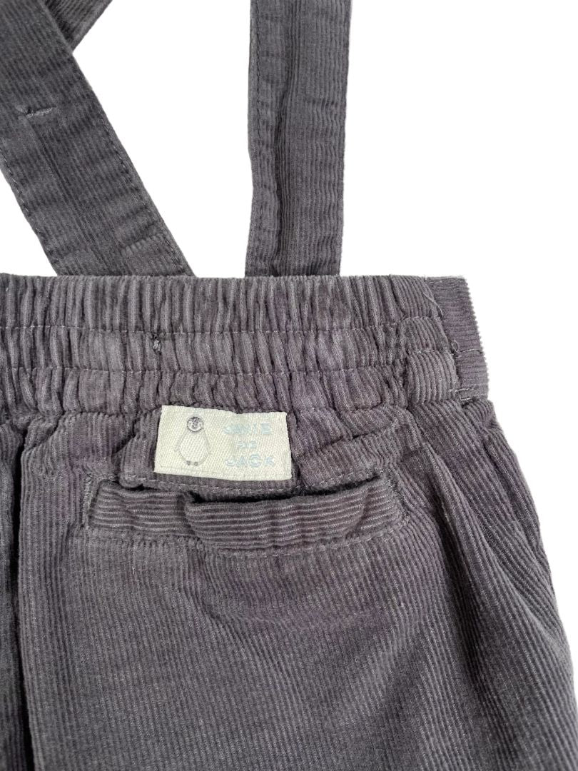 3-6 mo, Janie and Jack, Grey, Corduroy pants, removable cross-strap suspenders