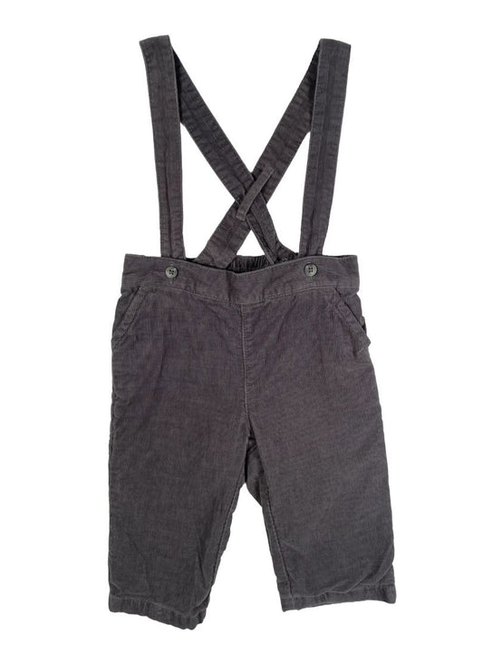 3-6 mo, Janie and Jack, Grey, Corduroy pants, removable cross-strap suspenders