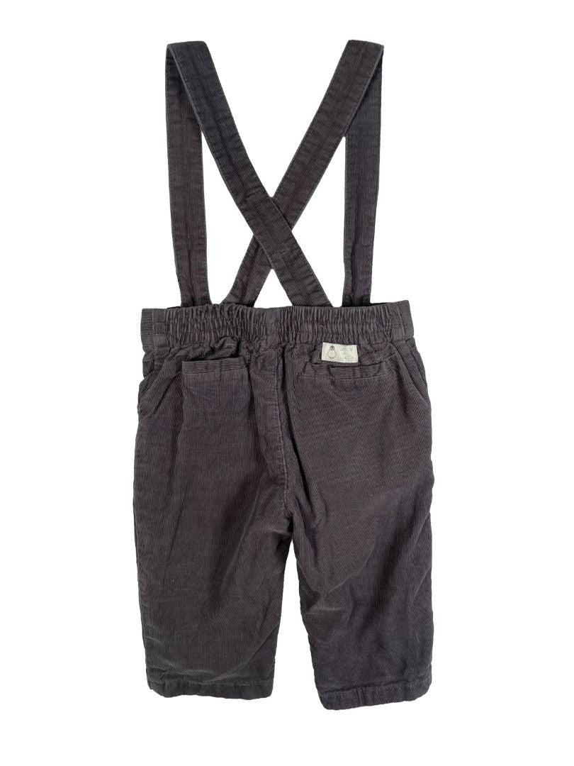 3-6 mo, Janie and Jack, Grey, Corduroy pants, removable cross-strap suspenders