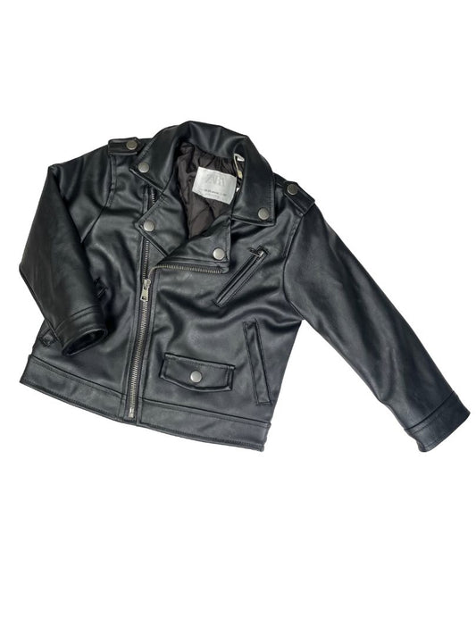 18-24 mo, Zara, Black, NEW w/ tags - Faux leather motorcycle jacket