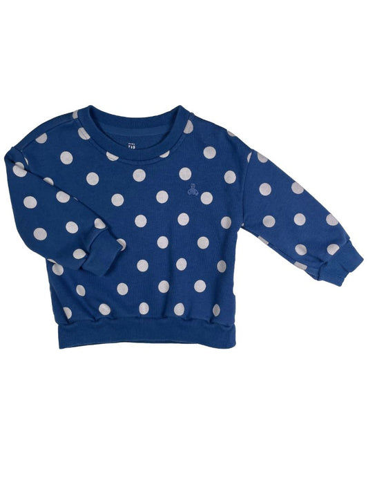 12-18 mo, babyGap, Blue, Large white polka dot pullover sweatshirt