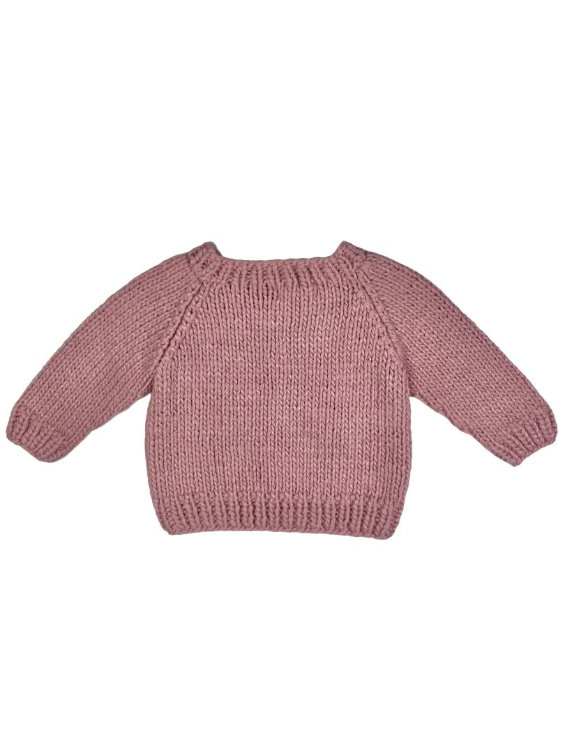 12-18 mo, Huggalugs, Pink, Hand knit "snow bunny" chunky sweater