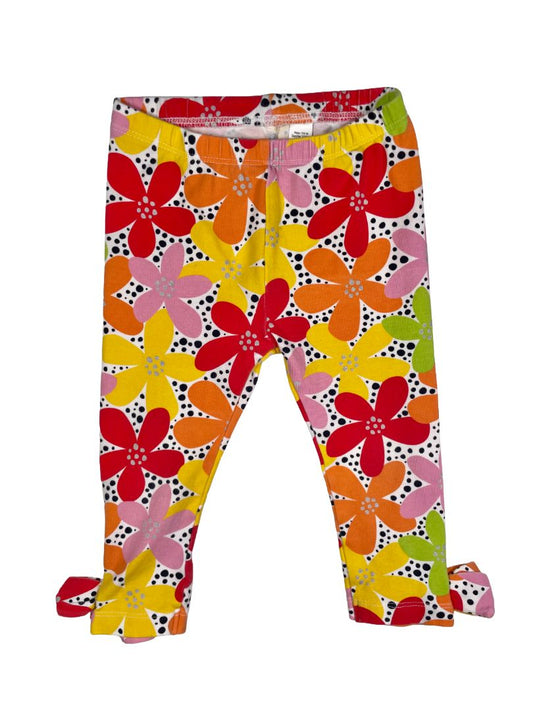 18 mo, First Impressions, White, Floral and black dot leggings, bows at cuffs, red/yellow/orange
