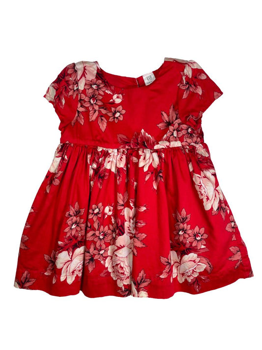 18-24 mo, babyGap, Red, Floral cap-sleeve empire dress, lined