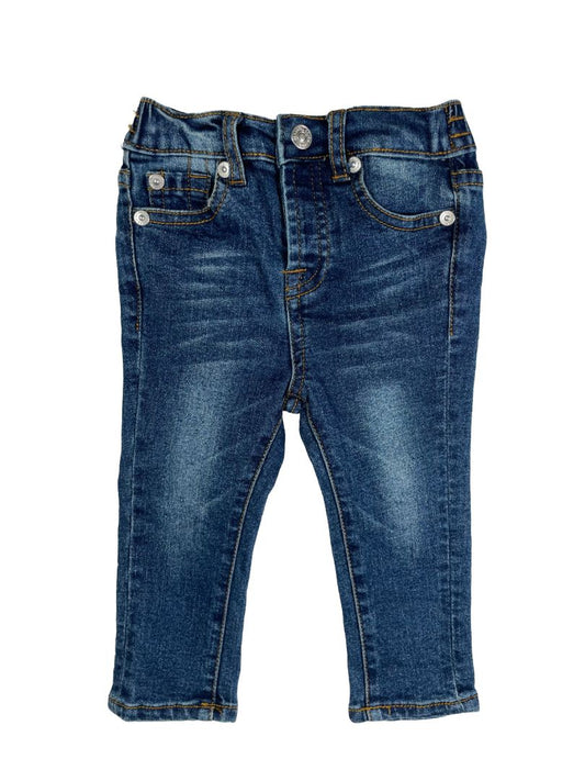 12 mo, 7 for All Mankind, Blue, Stretch skinny jeans, elastic waist with snap
