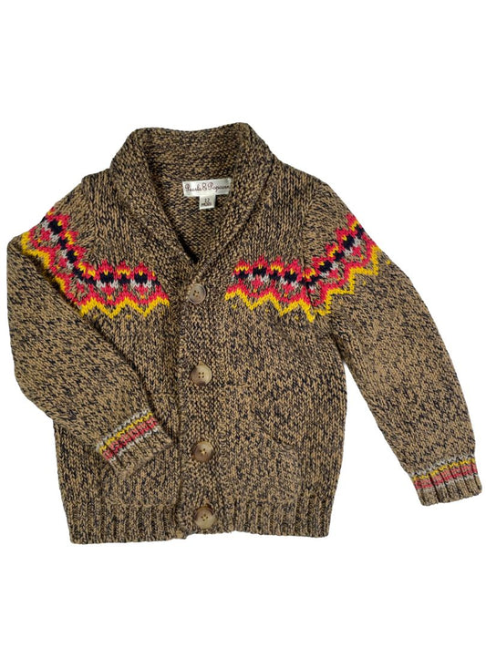 12 mo, Pearls & Popcorn, Brown, Knit shawl cardigan