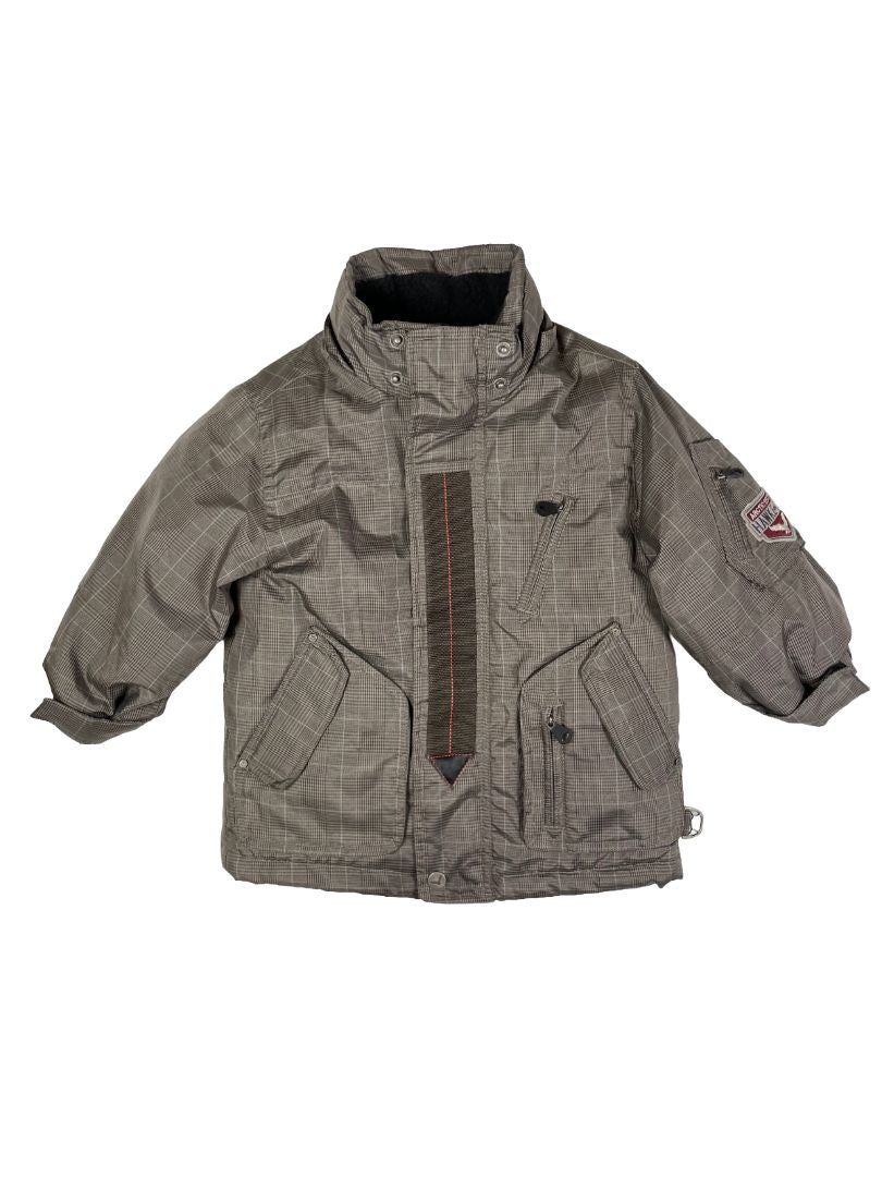 2/2T, Hawke & Co., Brown, Plaid winter coat, removable hood, fleece lined, adjustable inner waistband
