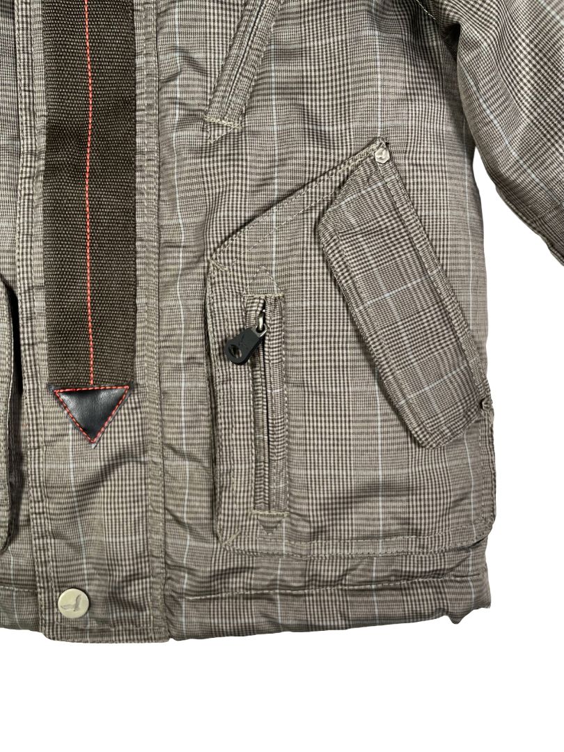 2/2T, Hawke & Co., Brown, Plaid winter coat, removable hood, fleece lined, adjustable inner waistband