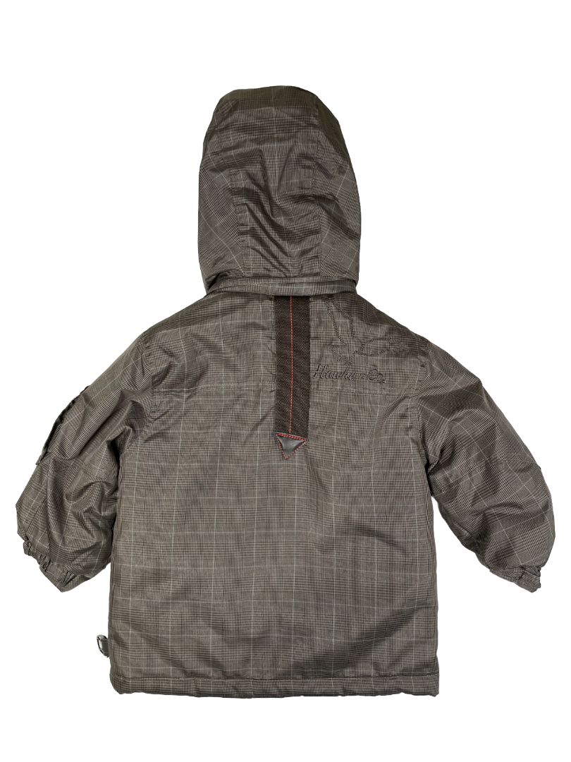 2/2T, Hawke & Co., Brown, Plaid winter coat, removable hood, fleece lined, adjustable inner waistband