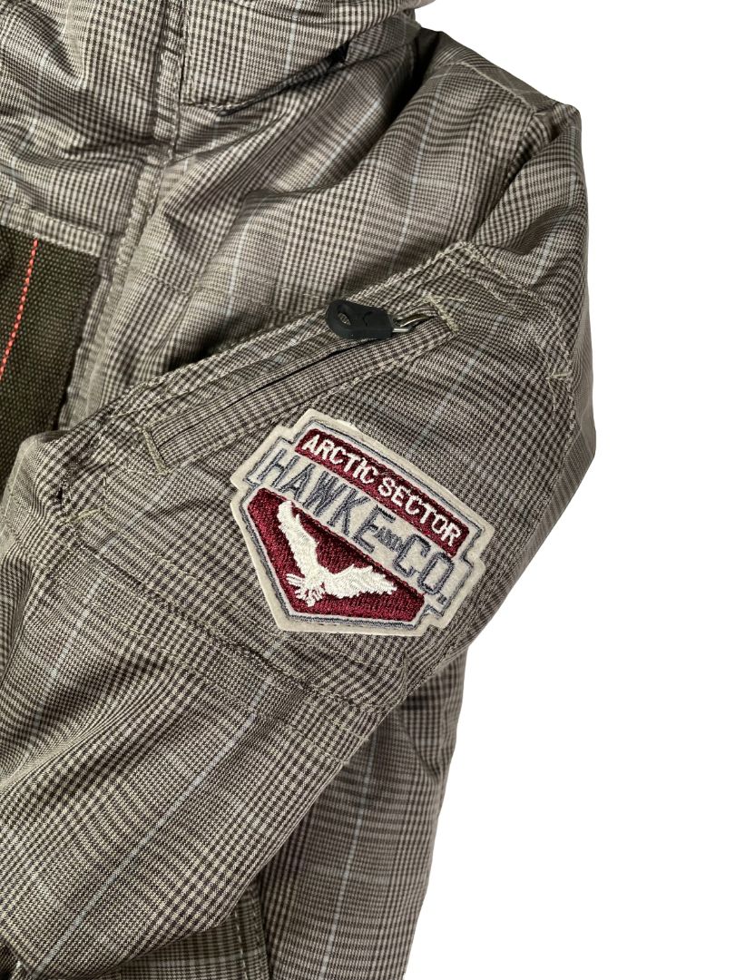 2/2T, Hawke & Co., Brown, Plaid winter coat, removable hood, fleece lined, adjustable inner waistband