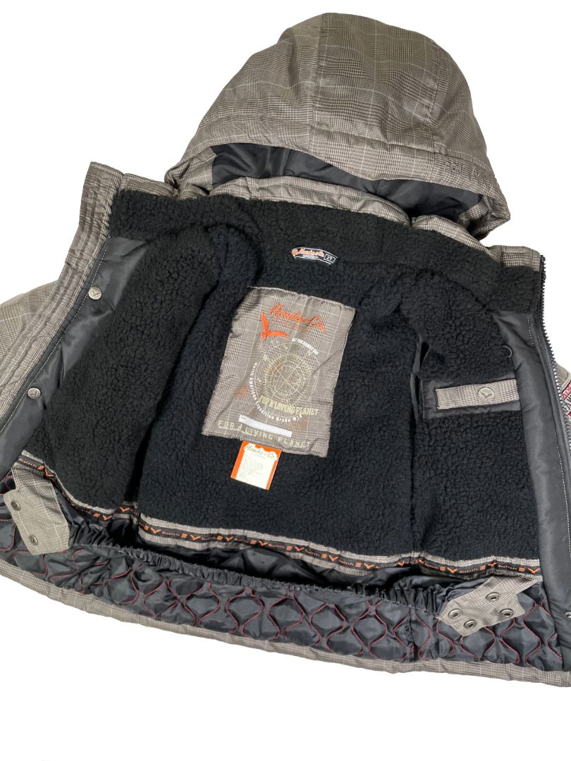 2/2T, Hawke & Co., Brown, Plaid winter coat, removable hood, fleece lined, adjustable inner waistband