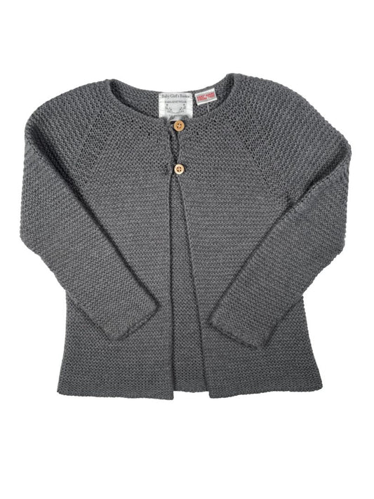 2-3, Zara, Grey, Knit open cardigan, two wooden buttons on top
