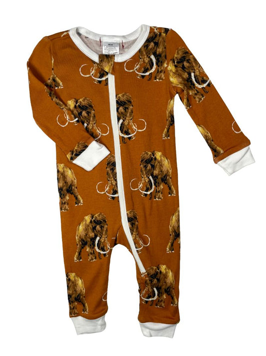 3-6 mo, Milkbarn, Orange, NEW w/ tags - Wooly mammoth zip-up sleeper