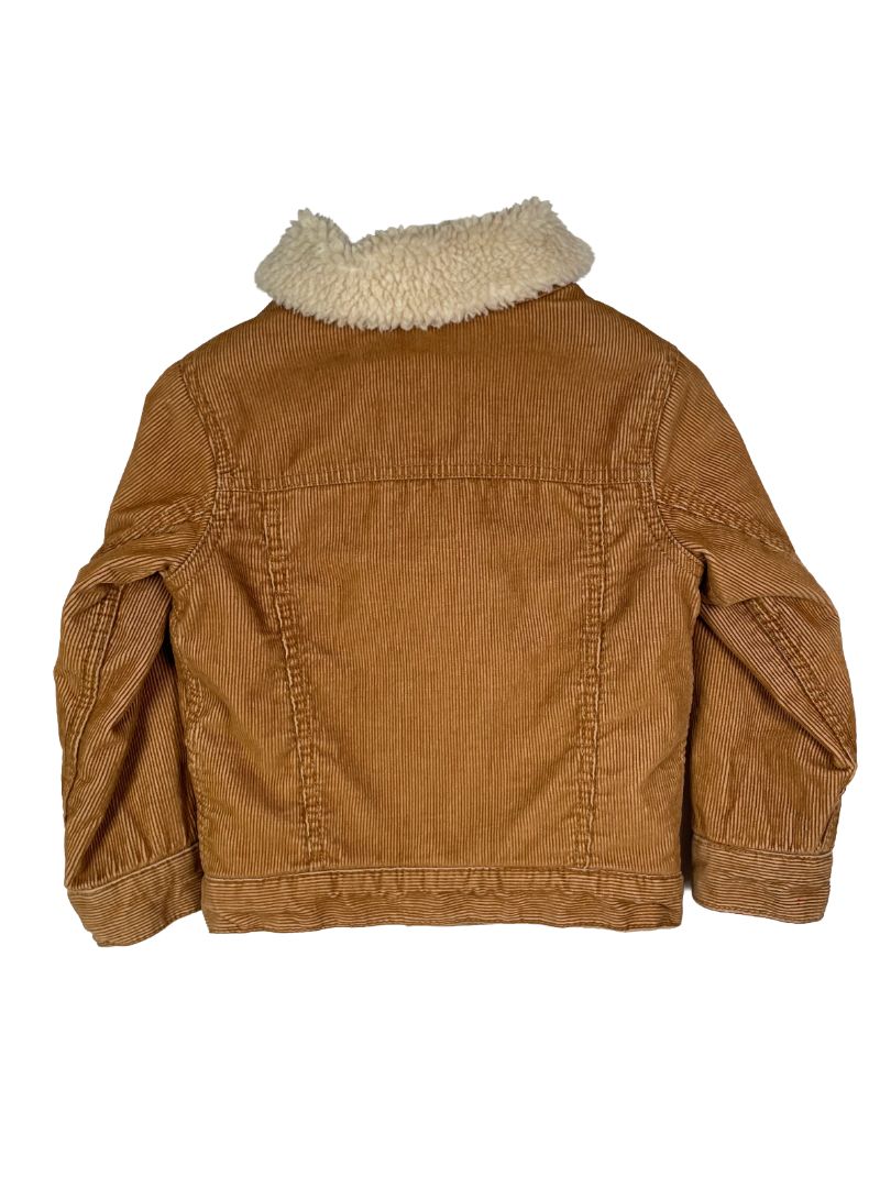 4/4T, GAP, Brown, Corduroy snap-up jacket, sherpa lining