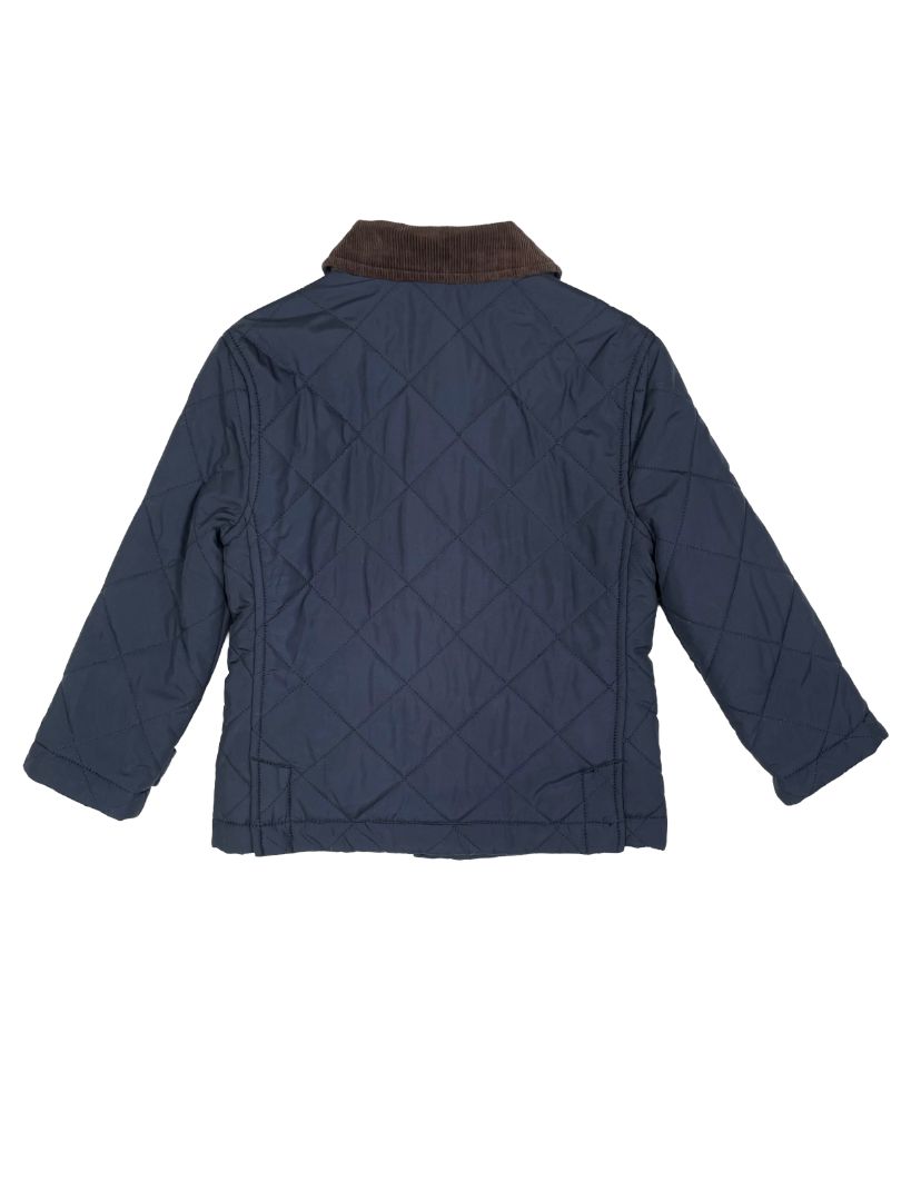 3/3T, Polo Ralph Lauren, Blue, Quilted snap-up barn jacket, corduroy collar