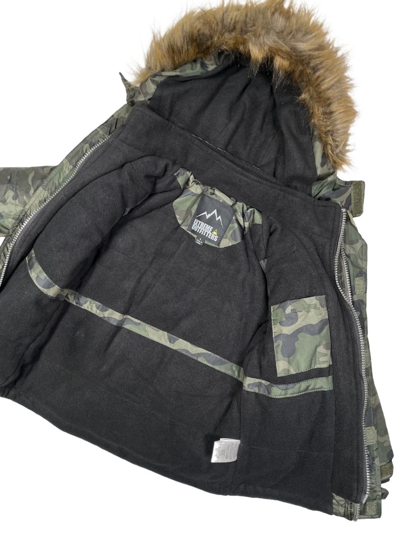4/4T, Ixtreme Outfitters, Green, Camo double-insulated ski/winter jacket, faux fur lined hood