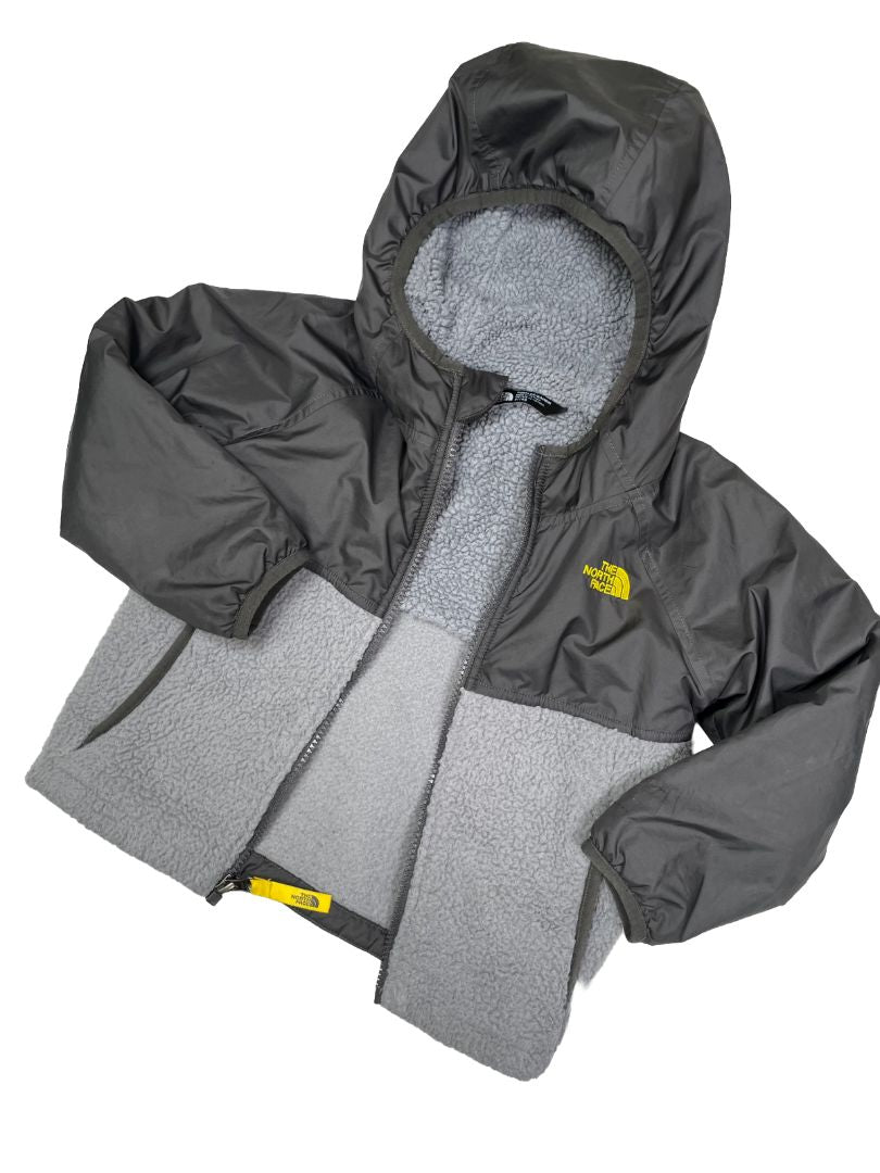 4/4T, The North Face, Grey, Two-tone hooded zip-up jacket, sherpa lined