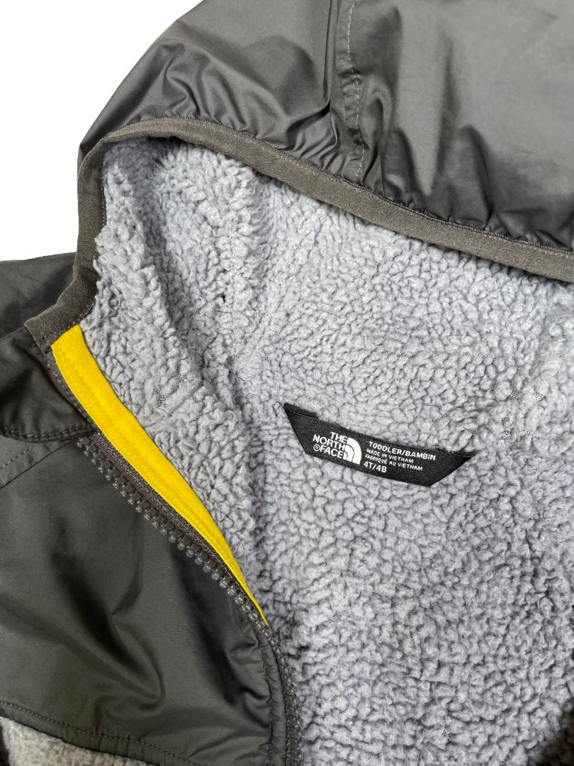 4/4T, The North Face, Grey, Two-tone hooded zip-up jacket, sherpa lined