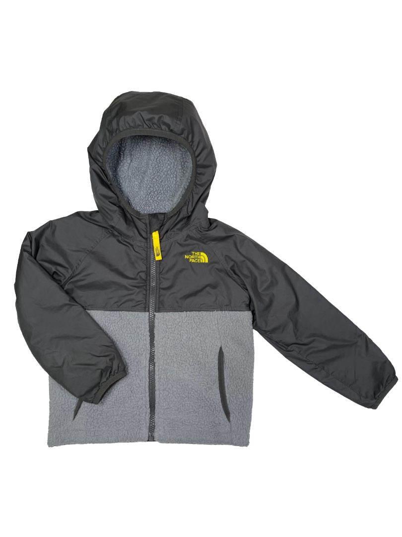 4/4T, The North Face, Grey, Two-tone hooded zip-up jacket, sherpa lined