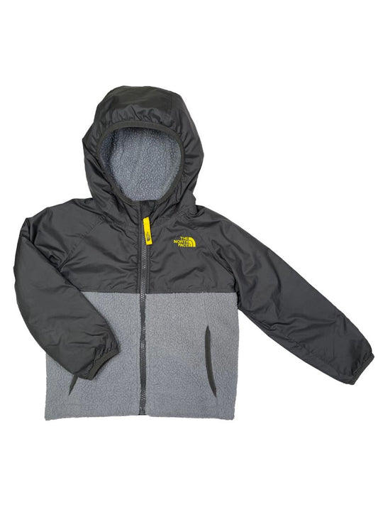 4/4T, The North Face, Grey, Two-tone hooded zip-up jacket, sherpa lined