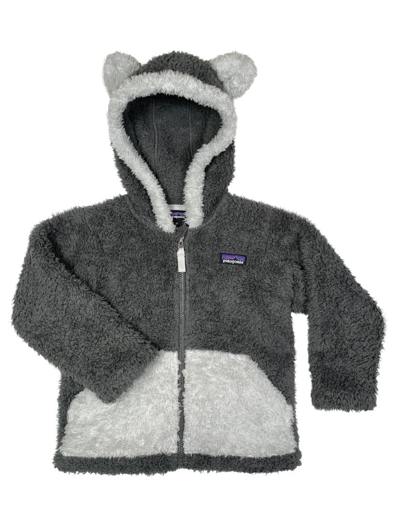 2/2T, Patagonia, Grey, Two-tone fuzzy jacket, hood with ears