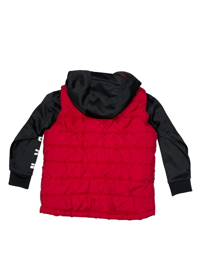 3/3T, Nike Air Jordan, Red, Puffer chest jacket, black hood and long sleeves