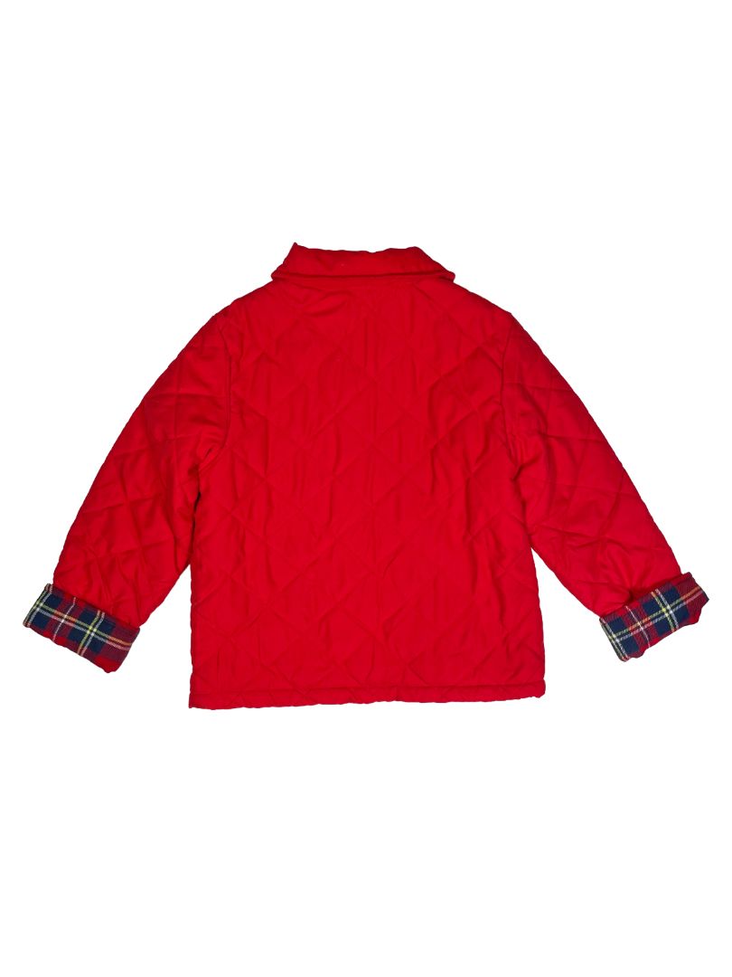 4/4T, Lydia Jane, Red, Quilted snap-up jacket, plaid lining