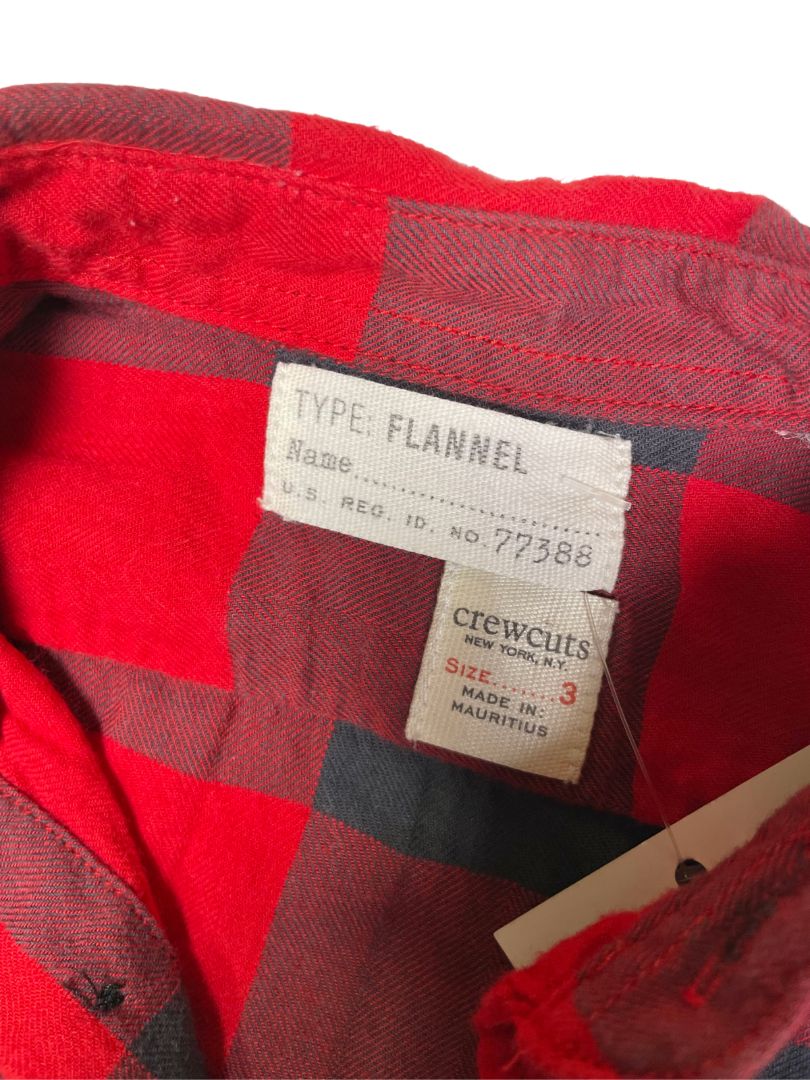 3/3T, J.Crew Crewcuts, Red, Gingham lightweight flannel long-sleeve button-up shirt, red/black