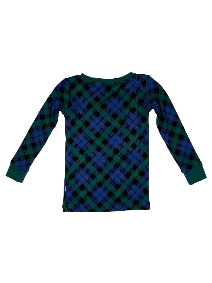 2/2T Little Sleepies, Green, New w/ tags - plaid ultra-soft bamboo 2-piece long-sleeve shirt + pants pajama SET, green/blue/black