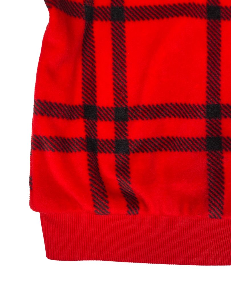 6-9 mo, Cat & Jack, Red, Velour pullover sweatshirt, black plaid