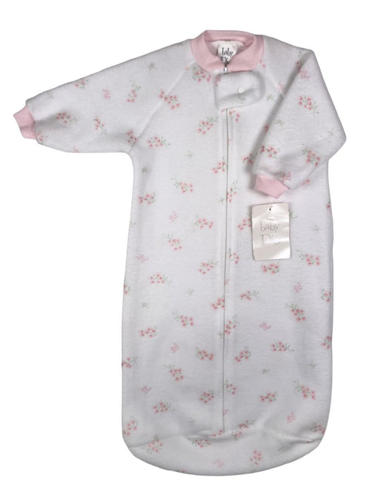 One size, baby Dior, White, NEW w/ tags - vintage fleece zip-up sack